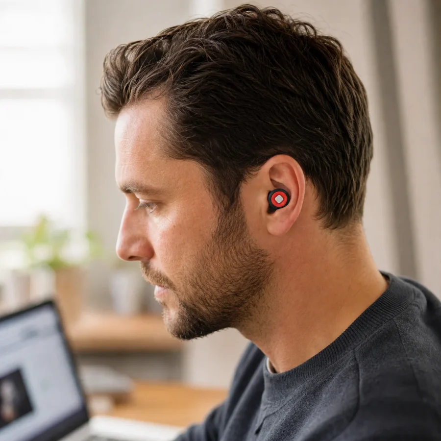 EP001 Super-Soft Reusable Silicone Earplugs being worn