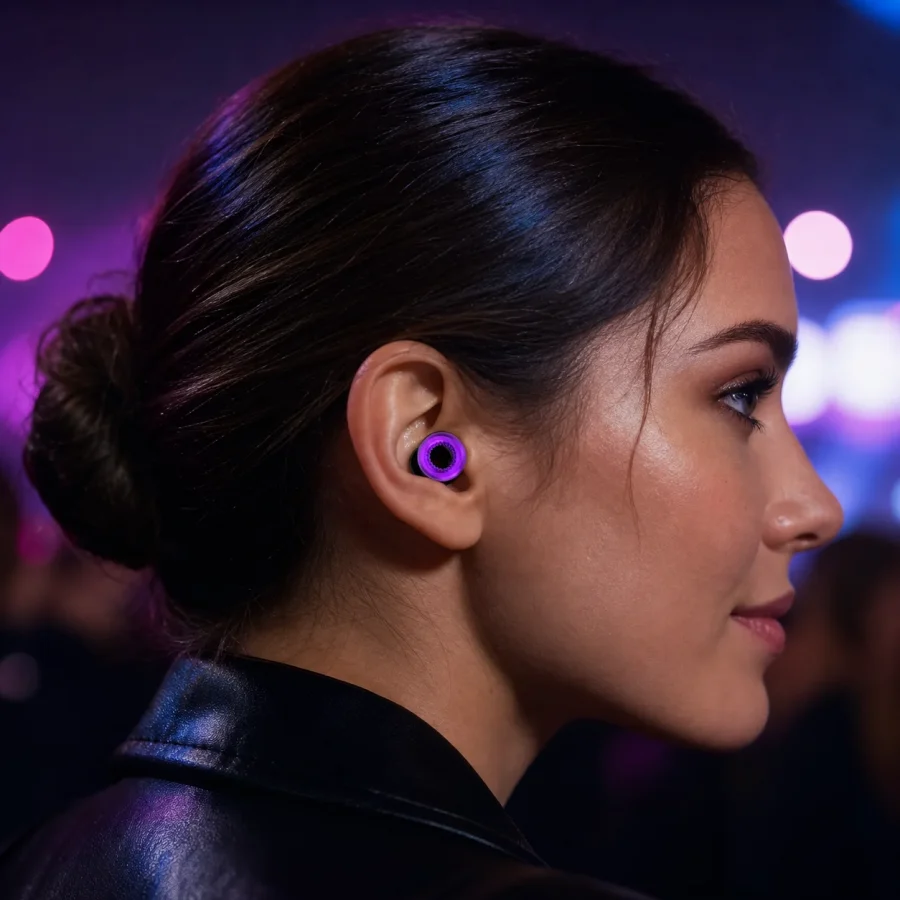 EP009C Custom Silicone Hearing Protection Earplugs being worn