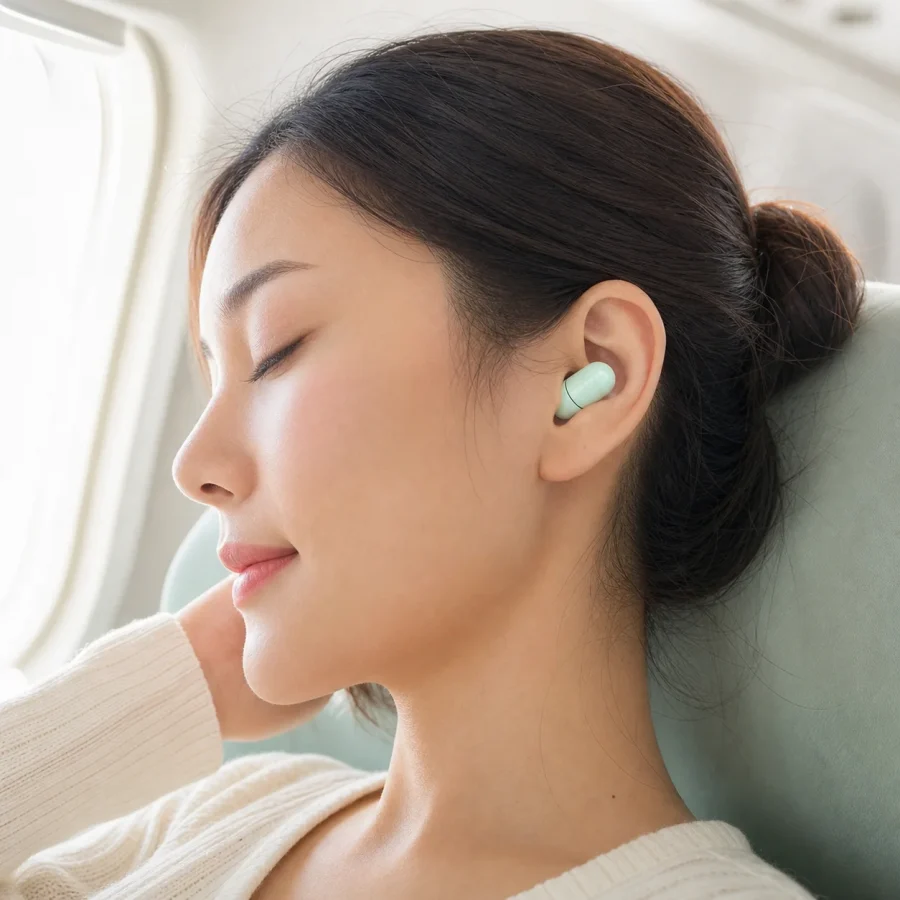 EP062 Four-Size ABS & Silicone Earplugs being worn