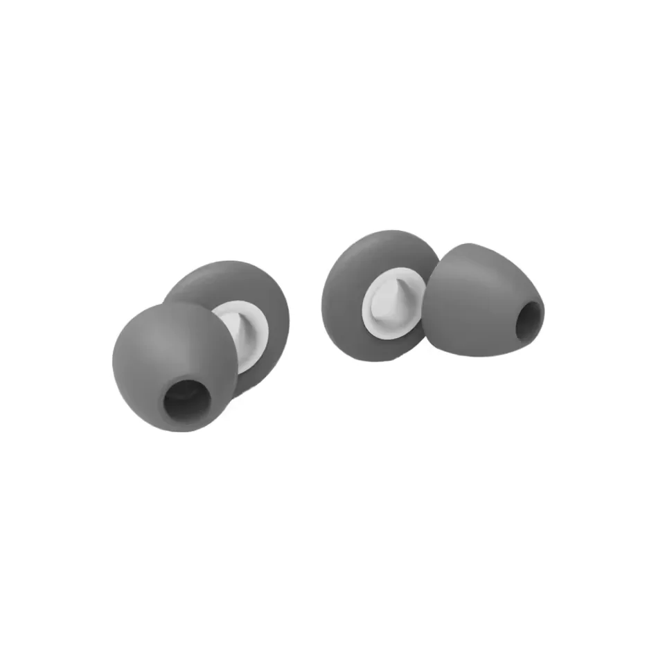 Reusable Gray Silicone Flange Push-In Earplugs product image 1