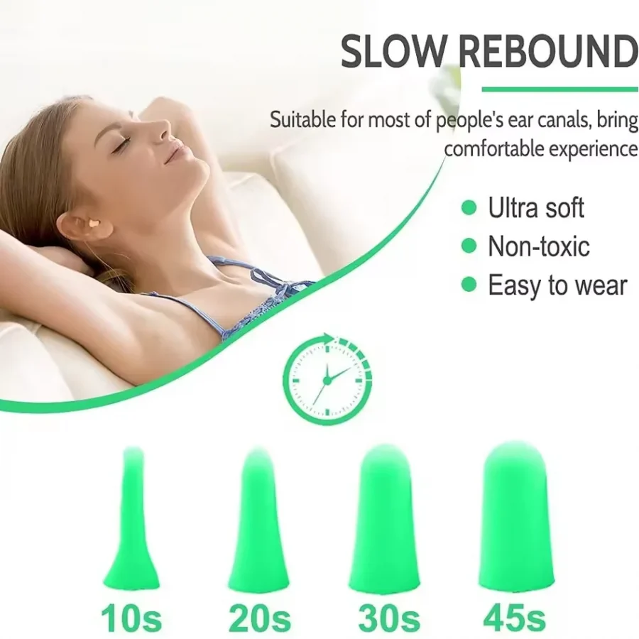 Ultra-Soft 38 dB Foam Earplugs being worn